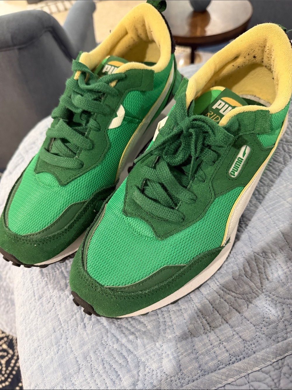 Puma Green & Yellow Retro Running Sneakers